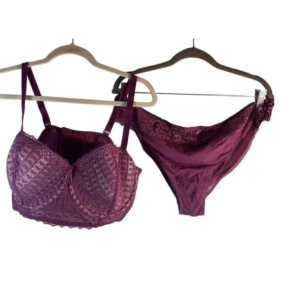 Adore me Rose Purple lace bra 40DD and panty set 2X NWOT - Picture 1 of 11